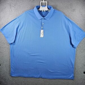 NEW Roundtree & Yorke Gold Label Polo Shirt‎ Men 4XB Supima Cotton Blue Non-Iron